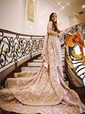 Lavender long tail wedding dress